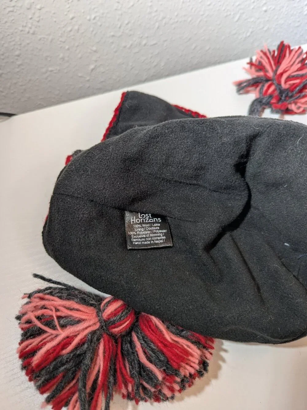 Lost Horizons Nepal Handmade Wool Earflap Beanie Hat Unisex Winter Fleeced
